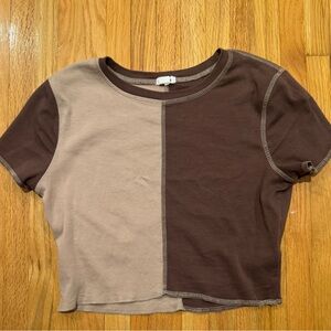 Garage Two-Tone Brown Crop Top M